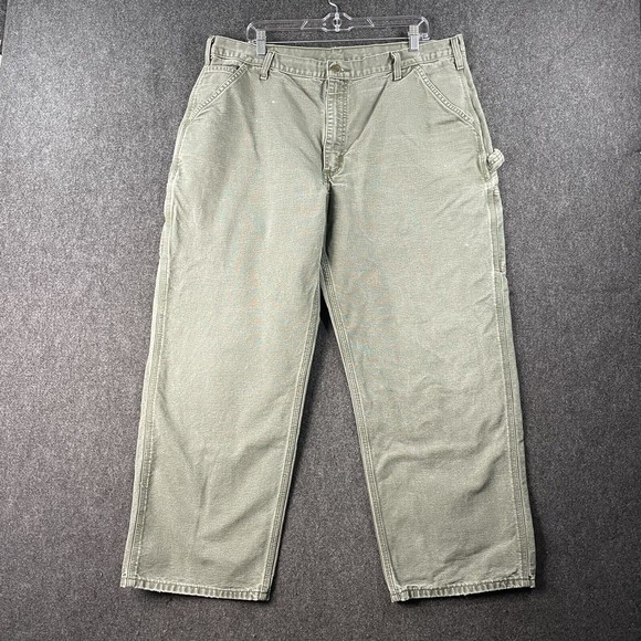 Carhartt Carpenter Pants 40x30 Mens B11 MOS Straight Green Canvas Cotton